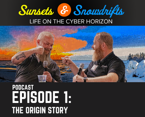 Title slide for Sunsets & Snowdrifts podcast